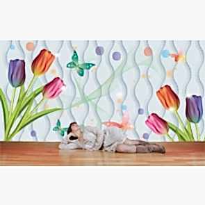 Çocuk Odası Çiçekleri - 3D Duvar Kağıdı Uygulama