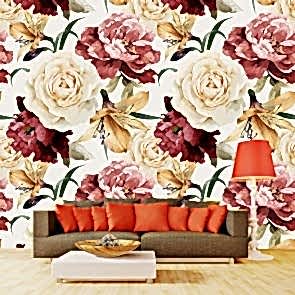 Güllerin Dizilişi Çiçek Desenleri 3 Boyutlu Çiçek Desenli Çiçekli Duvar Kağıdı