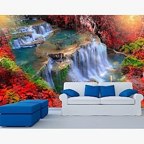 Huay Mae Kamin Şelalesi Tayland 3 Boyutlu Resimli Duvar Kağıdı