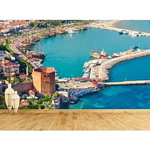Alanya Marina ve Kızıl Kule Resimli Duvar Kağıdı