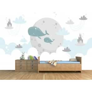 Balinalar Diyarı - Cocuk Odası 3 Boyutlu Duvar Kağıdı Uygulama