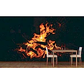 Şömine Alevi 3 Boyutlu Duvar Kağıdı