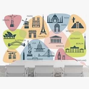 Dünya Turizm Klasikleri 3 Boyutlu Duvar Kağıdı