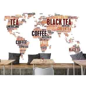 Kahve İsimlerinden Dünya - Kafe İçin 3D Duvar Kağıdı Uygulama