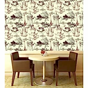 Kahve Takımı - 3D Duvar Kağıdı Uygulama