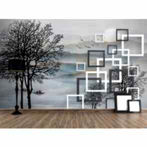 Tarz Ağaçlar - 3D Duvar Kağıdı Uygulama