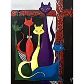 'Sanatsal Dokunuşlar | Nüket Pancar'in Kediler isimli Akrilik çalışması