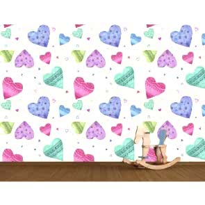 Renkli Kalpler Çocuk Odası Duvar Kağıdı Önizleme