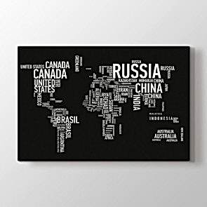 Ülkeler - Ofis Dekoratif Duvar Tablosu