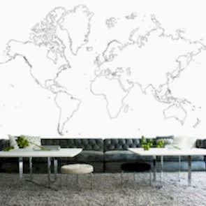 Kara Kalem Dünya Haritası Duvar Kağıdı Önizleme