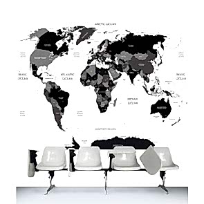 Siyah Beyaz Dünya - Resimli İthal Duvar Kağıtları 