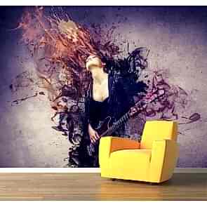 Yakan Gitarist - Müzik & Bar Duvar Kağıdı Modeli