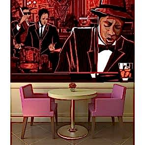 Jazz Bar Müzik Temalı Duvar Kağıdı Modeli