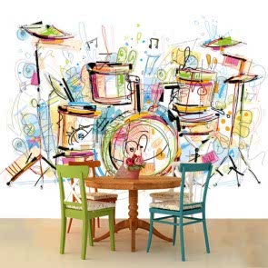 Renkli Davul Müzik Duvar Kağıdı Modeli