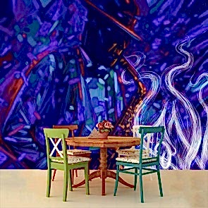 Jazz Temalı Sanat - Müzik ve Blues Duvar Kağıdı Modeli