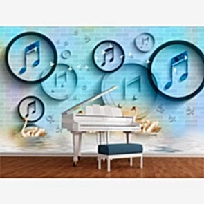 Kuğular ve Müzik - 3D Duvar Kağıdı Uygulama