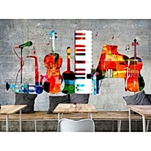 Renkli Enstrümanlar - Müzik Temalı ve Müzik Odası Duvar Kağıdı Uygulama