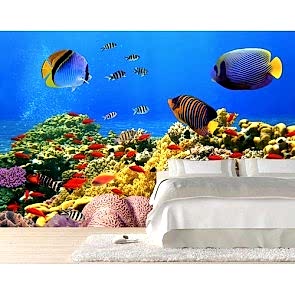 Renkli Balıklar 3 Boyutlu Akvaryum Duvar Kağıdı Önizleme