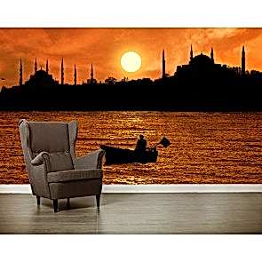 İstanbul Silüeti  - Resimli İthal Duvar Kağıtları 