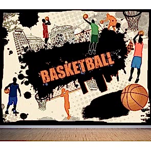 Basketbol - Resimli Spor Salonu ve Genç Odası Duvar Kağıdı Modeli Uygulama