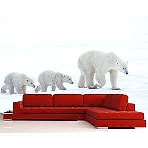 Aile Kutup Ayısı 3 Boyutlu Resimli Duvar Kağıdı Önizleme