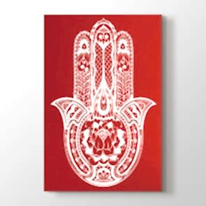 Kırmızı Fonda Fatimanın Eli Tablosu Kanvas Tablo Modeli