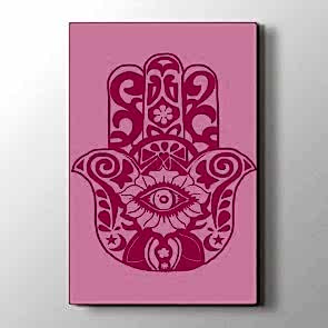 Pembe Arkaplanda Fatimanın Eli Tablosu Kanvas Tablo Modeli
