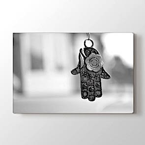Siyah Beyaz Fatimanın Eli Tablosu Kanvas Tablo Modeli
