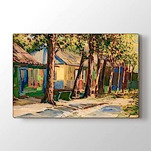 Renkli Bahçenin Tablosu - Yağlı Boya Duvar Dekoru Kanvas Tablo