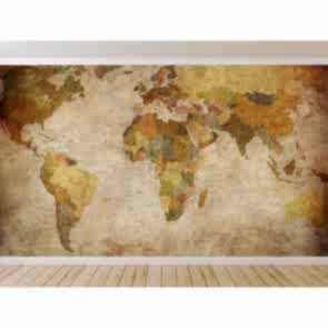 Tarz Dünya Haritası 3 Boyutlu Duvar Kağıdı