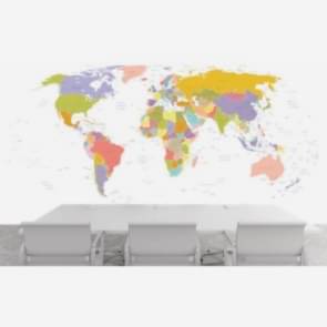 Şehir Detaylı Dünya Haritası 3 Boyutlu Duvar Kağıdı