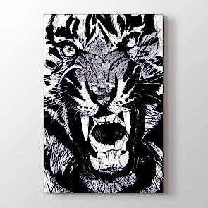 Vahşi Bakış - Siyah Beyaz Resimli Kanvas Tablo Modeli
