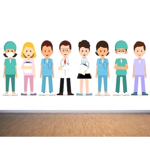 Doktor Kadrosu 3D Hastane Duvar Kağıdı Modeli