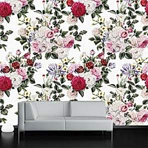 Çiçekli Ev 3 Boyutlu Çiçek Desenli Çiçekli Duvar Kağıdı
