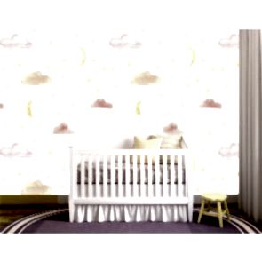 Bulut ve Ay Çizimi - 3D Duvar Kağıdı Uygulama