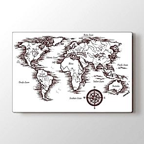 Dağlık Bölgeler Haritası Tablosu - Kanvas Tablo