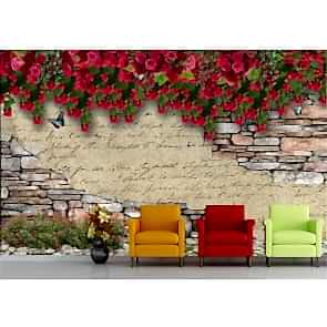 Çiçekli Duvar - 3D Duvar Kağıdı Uygulama