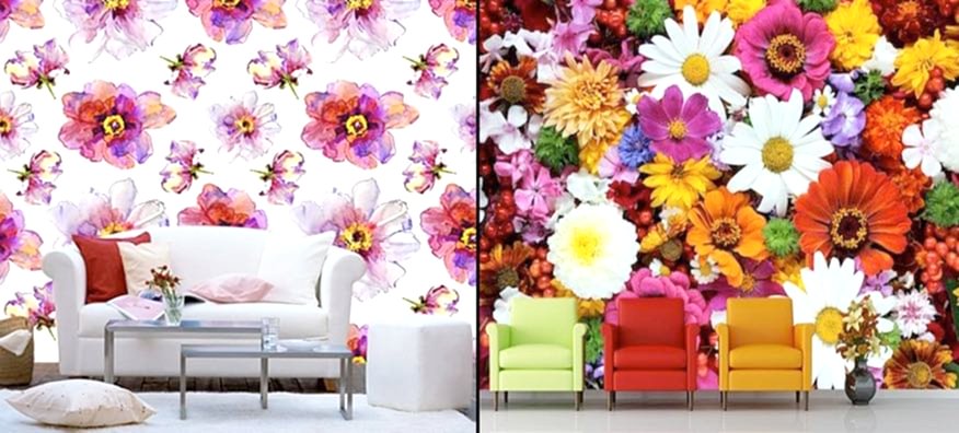 Çiçekli ve Çiçek Desenli 3 Boyutlu Duvar Kağıdı Modelleri