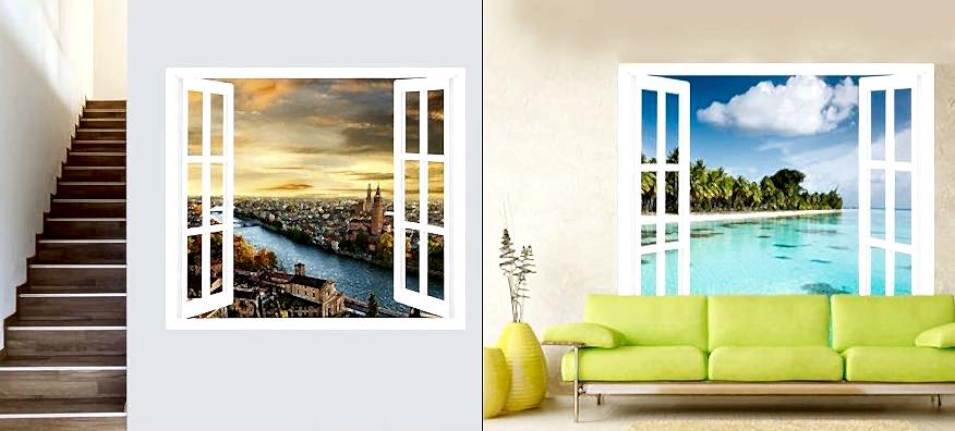 Pencere Resimli 3 Boyutlu Duvar Kağıdı Modelleri